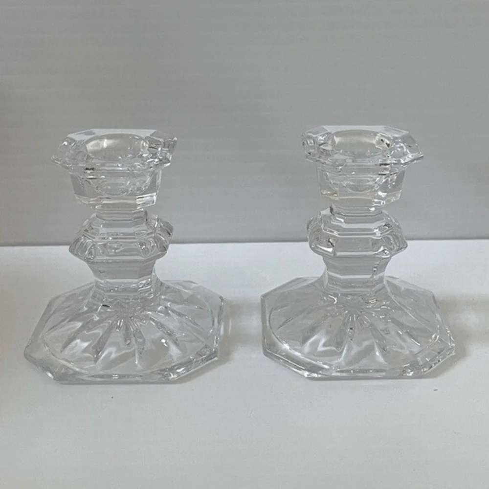 Mikasa Edinburgh Crystal Candlesticks Set of 2 Art Deco Slovenia 3